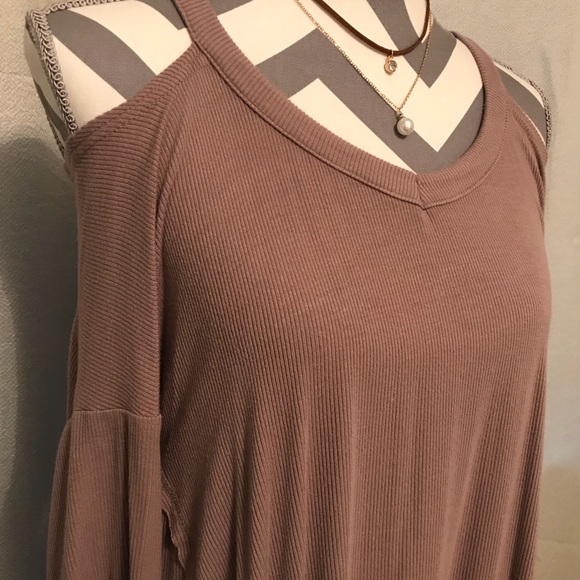 Tan Cold Shoulder Top - Picture 3 of 6